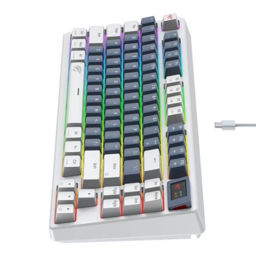 CLAVIER MECANIQUE GAMING HAVIT KB884L 83 KEY RED-SWITCH RGB BLUE-WHITE LCD